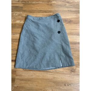 Halogen Womens 4 Gray and White Skirt Stripes Zip Back Mid Rise